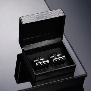 UJOY Men's Jewelry Cufflinks for Shirts for Weddings, Business, Dinner Enamel Black in Silver