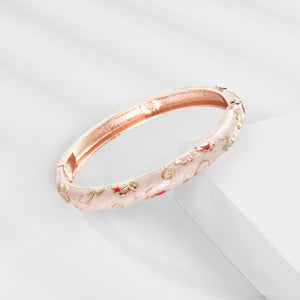 UJOY Handcrafted Cloisonne Bangle Bracelets Golden Flower Enamel Metal Handcuff Jewelry Set Box Gift for Women 55A108-55B30