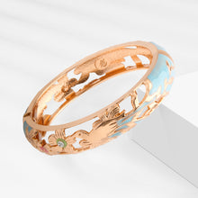 Cargar imagen en el visor de la galería, UJOY Colors Handcraft Jewelry Cloisonne Bracelet Enamel Bird Flower Spring Hinged Women Bangles