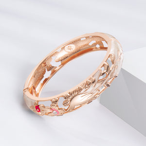 UJOY Colors Handcraft Jewelry Cloisonne Bracelet Enamel Hollowed Bird Spring Hinged Womens Bangles