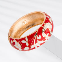 Load image into Gallery viewer, UJOY Hand-Painted Bangle High Polish Alloy Wide Large Bracelet Jewelry for Women Gift Box 7725