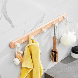 SARIHOSY Coat Rack Wall Hooks Wood Wall Hook White Towel Hook for Kitchen Bathroom Accessories Heavy Duty Hook Clothes Holder