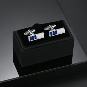UJOY Silver Color with Blue stones Men's Jewelry Cufflinks for Tuxedo Shirts for Weddings, Business, Dinner