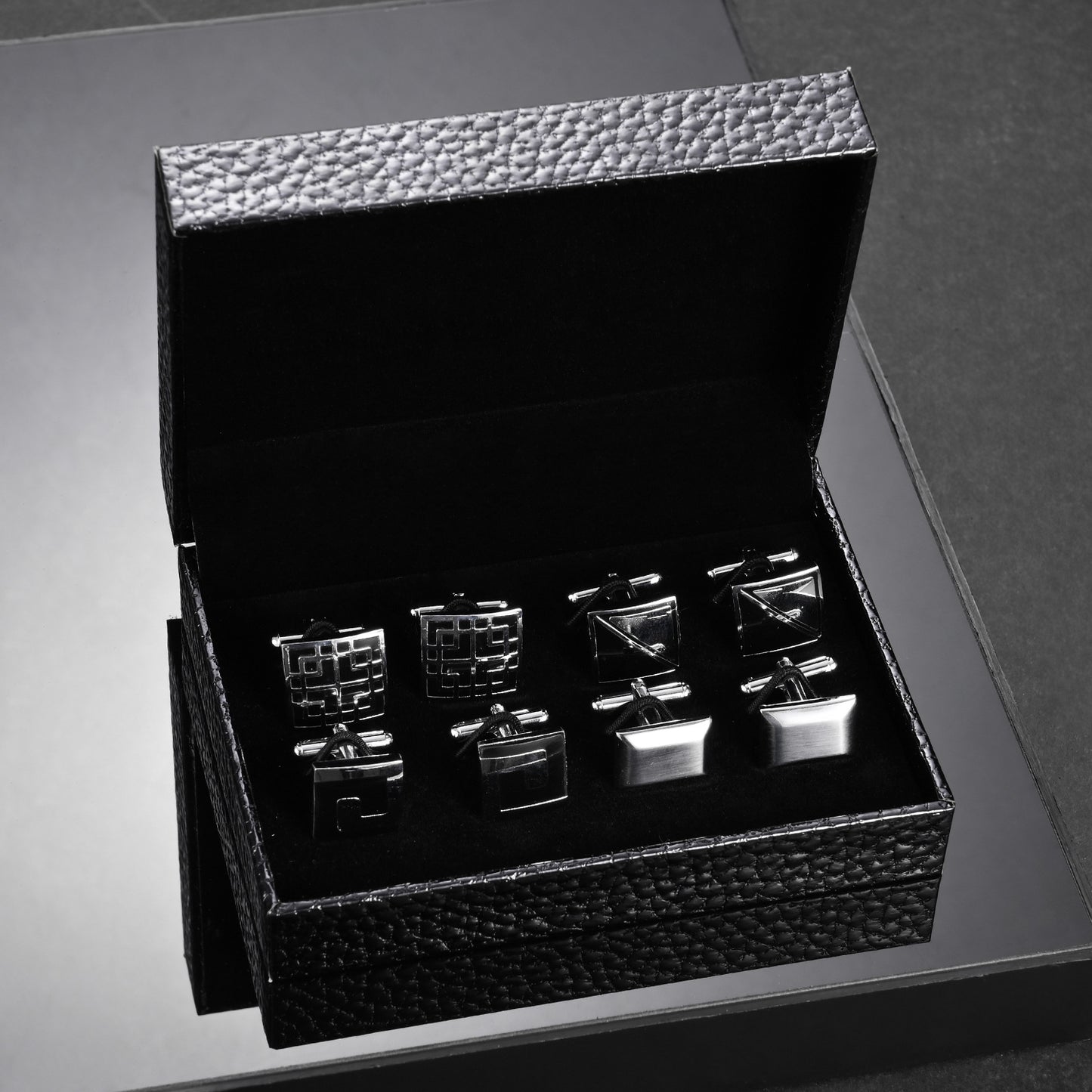 UJOY Tie Clip Shirts Cufflinks Combo Set Business Parts Necktie Pins Bars Cuff Links Box for Men
