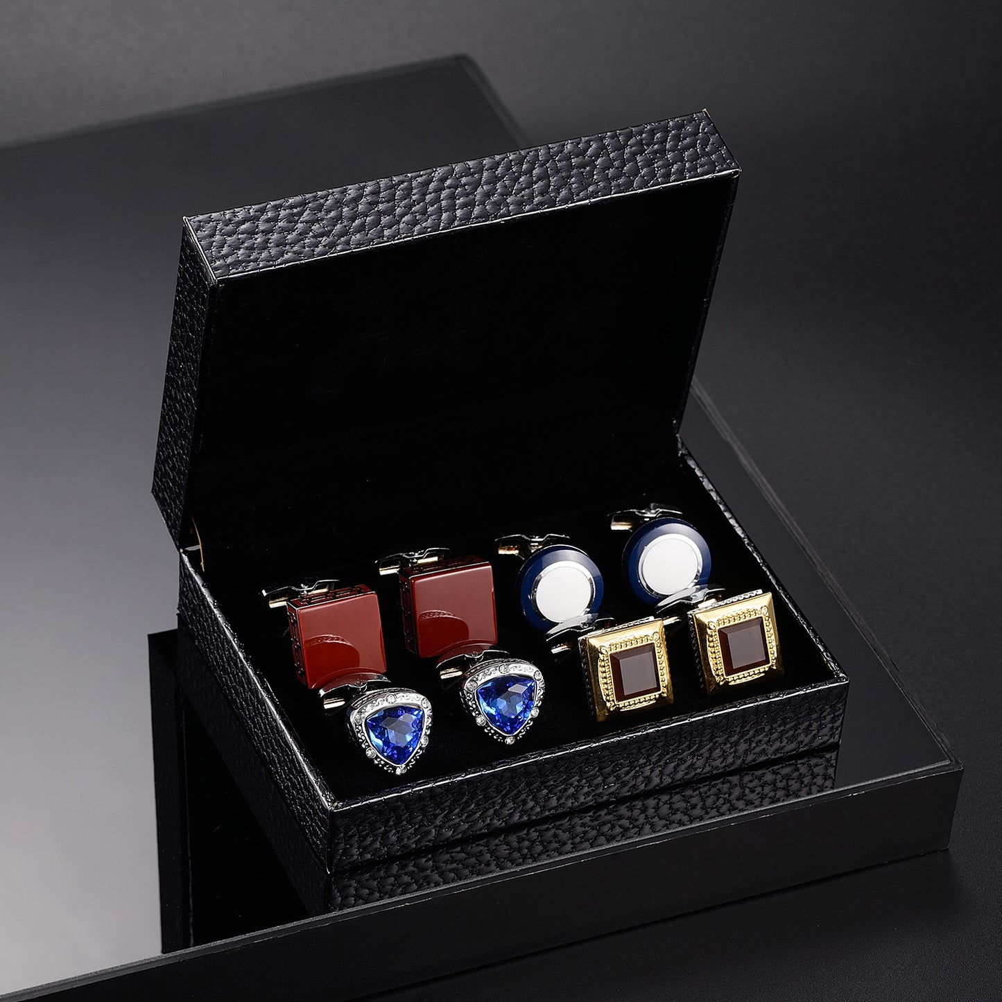 UJOY Tie Clip Shirts Cufflinks Combo Set Business Parts Necktie Pins Bars Cuff Links Box for Men