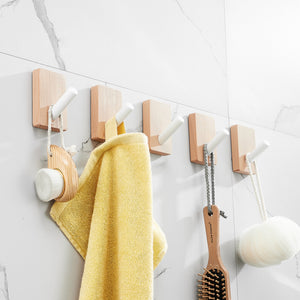 SARIHOSY Wall Hook Wood Self-adhesive Hook Coat Hook Towel Hook Hanger for Bathroom Kitchen Bedroom Accessories Decor Hook