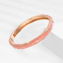 Cargar imagen en el visor de la galería, UJOY Women&#39;s Bangle Bracelet Golded Alloy Hinged Flower Enameled Cloisonne Jewelry with Gift Box 55B01