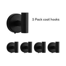 Cargar imagen en el visor de la galería, SARIHOSY Stainless Steel Black Wall Hook Towel Hook Bathrobe Hook for Bathroom Kitchen Storage Hook Bathroom Accessories  203-5-BK