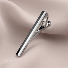 Cargar imagen en el visor de la galería, UJOY Enamel Black Silver Polish Tie Pin Tie Clip for Men Business Wedding