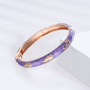 UJOY Vintage Cloisonne Bangle Red Color Golden Flower Enamel Bracelet Spring Hinged Openable Cuffs