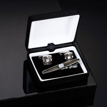 Load image into Gallery viewer, UJOY Cufflinks and Tie Pin Set Blanks Black Color Shirt Tuxedo Buttons Packed in Cufflink Box for Men