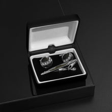 Load image into Gallery viewer, UJOY Cufflinks and Tie Pin Set Blanks Black Color Shirt Tuxedo Buttons Packed in Cufflink Box for Men