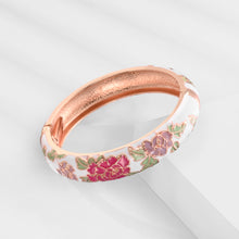 Load image into Gallery viewer, UJOY Cloisonne Bangles Gorgeous Flowers Set Enameled Gold Plated Handcrafted Bracelets Jewelry