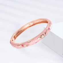Cargar imagen en el visor de la galería, UJOY Womens Multi-Colors Cloisonne Bracelet Gold Plated Flower Hollowed Enameled Hinged Cuff Bangles