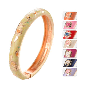 UJOY Different Colors Enamel Jewelry Set Golden Flower Engraved 4 PCS Cloisonne Bracelets in a Box