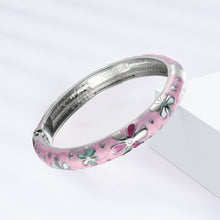 Load image into Gallery viewer, UJOY Colorful Cloisonne Bracelet Jewelry Enamel Handcraft Gold Spring Hinge Birthday Vacation Party Gifts Womens Bangles
