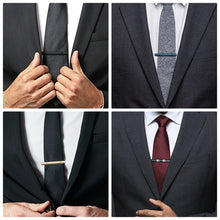 Cargar imagen en el visor de la galería, UJOY Tie Clips Set for Men Tie Bar Clip Black Silver-Tone Gold-Tone for Wedding Business with Gift Box
