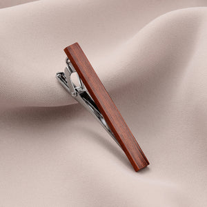 UJOY Cufflinks and Tie Clips Pin Set Wood Blue and Red