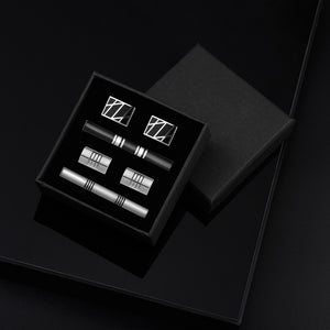 UJOY Cufflinks and Tie Pin Clips Set in Gift Box Enamel Classic Design