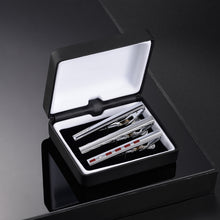 Load image into Gallery viewer, UJOY Tie Clips for Men, 3 Pcs Tie Bars Pinch Clip Set Silver Black 2.3 Inches Business Shirt Necktie Parts