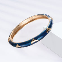 Cargar imagen en el visor de la galería, UJOY Cloisonne Bracelet Openable Hinge Gold Cuff Enamel Flower Bangle Jewelry Gift for Women