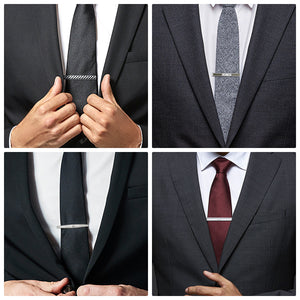 UJOY Tie Clips for Men, 8 Pcs Tie Bars Pinch Clip Set Silver Black 2.3 Inches Business Shirt Necktie Parts
