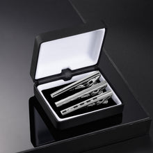 Cargar imagen en el visor de la galería, UJOY Tie Clips for Men, 3 Pcs Tie Bars Pinch Clip Set 2.3 Inches Business Shirt Necktie Parts Silver Black