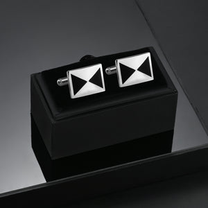 UJOY Silver Color with Black Triangles Men's Jewelry Cufflinks for Shirts for Weddings, Business, Dinner