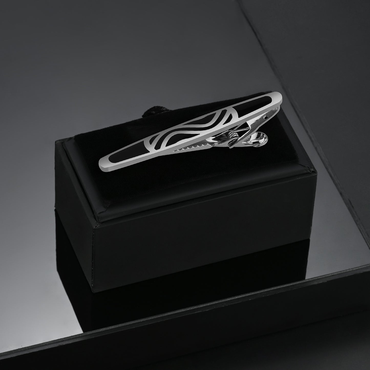 UJOY Oval Enamel Black Tie Clips Pins for Gentlemen Business Wedding