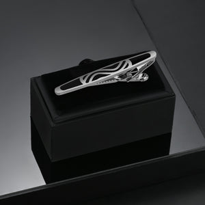 UJOY Oval Enamel Black Tie Clips Pins for Gentlemen Business Wedding