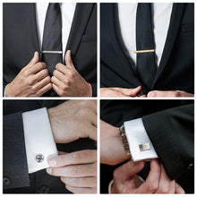 Load image into Gallery viewer, UJOY Cufflinks and Studs Set 8 Shirt Tuxedo Buttons Packed in Cufflink Box for Men Silver Gold