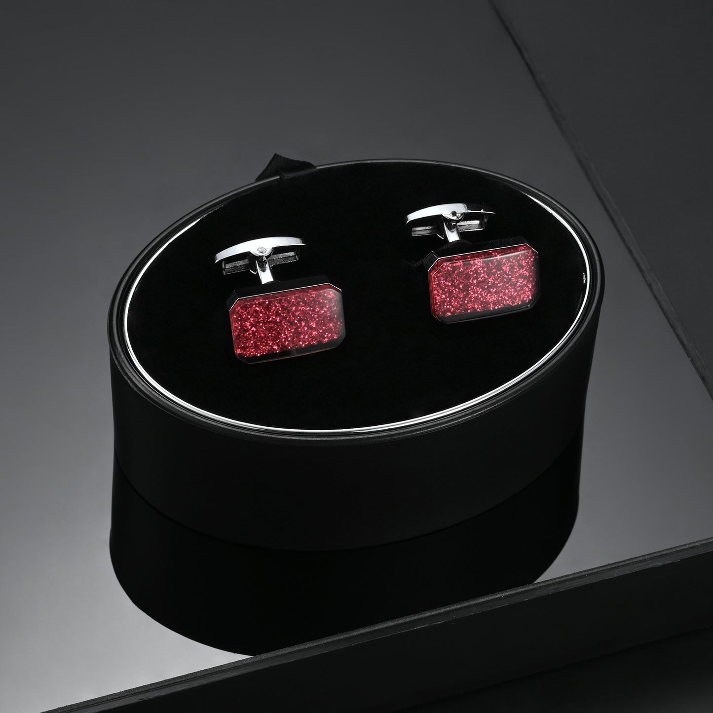 UJOY Shiny Red Color Men's Jewelry Cufflinks Shirts for Weddings, Business, Dinner