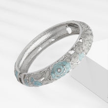 Cargar imagen en el visor de la galería, UJOY Colors Handcraft Jewelry Cloisonne Bracelet Enamel Flower Spring Hinged Womens Bangles