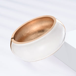 UJOY Enamel Bracelet Bangle Golden Carved Alloy Hinged Cloisonne Jewelry Gift Box Packed 55A02