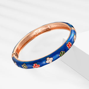 UJOY Womens Multi-Colors Cloisonne Bracelet Gold Plated Flower Hollowed Enameled Hinged Cuff Bangles