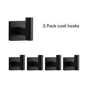 SARIHOSY Black Stainless Steel Towel Hook Wall Hook Bathrobe Hook for Bathroom Kitchen Storage Hook 202-5-BK