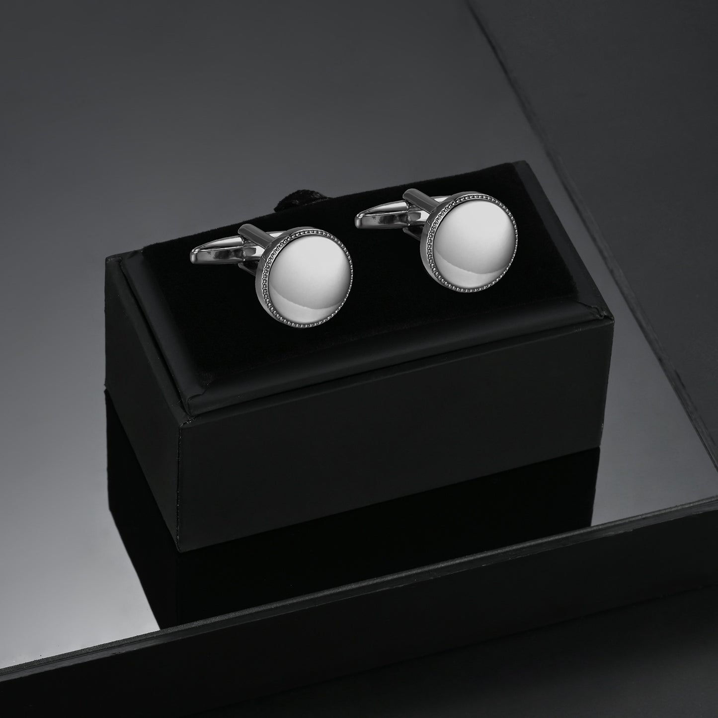UJOY Classic Cufflink Round Tuxedo Wedding Business Parts Blanks with Small Stones Cuff Link Button for Men