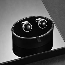 Load image into Gallery viewer, UJOY Men&#39;s Jewelry Black Stone Cufflinks for Tuxedo Shirts for Weddings, Business, Dinner