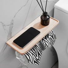 Load image into Gallery viewer, SARIHOSY White Double Wooden Paper Holder with Phone Shelf WC Paper Towel Storage Tissue Roll Rack for Kitchen Toilet Bathroom
