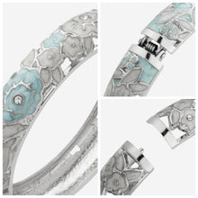 Cargar imagen en el visor de la galería, UJOY Colors Handcraft Jewelry Cloisonne Bracelet Enamel Flower Spring Hinged Womens Bangles