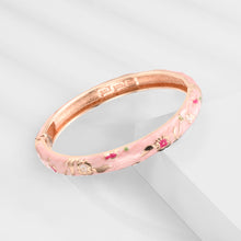 Load image into Gallery viewer, UJOY Fashion Cloisonne Bracelets Gold Plated Butterfly Filigree Enameled Women Gifts Bangles Spring Hinged