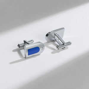 UJOY Cufflinks and Studs Set Blanks Blue Color Shirt Tuxedo Buttons Packed in Cufflink Box for Men