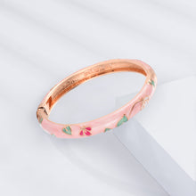 Cargar imagen en el visor de la galería, UJOY Womens Multi-Colors Cloisonne Bracelet Gold Plated Flower Hollowed Enameled Hinged Cuff Bangles