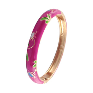 UJOY Bangles 8 Pcs Enamel Jewelry Set Gold Flower Engraved Cloisonne Bracelets Pack in a Box 8 PCS