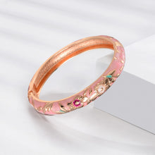 Load image into Gallery viewer, UJOY Designer Indian Style Cloisonne Bracelets Openable Cuff Enameled Bangles Set Jewelry Gift for Women