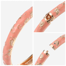 Cargar imagen en el visor de la galería, UJOY Women&#39;s Bangle Bracelet Golded Alloy Hinged Flower Enameled Cloisonne Jewelry with Gift Box 55B01