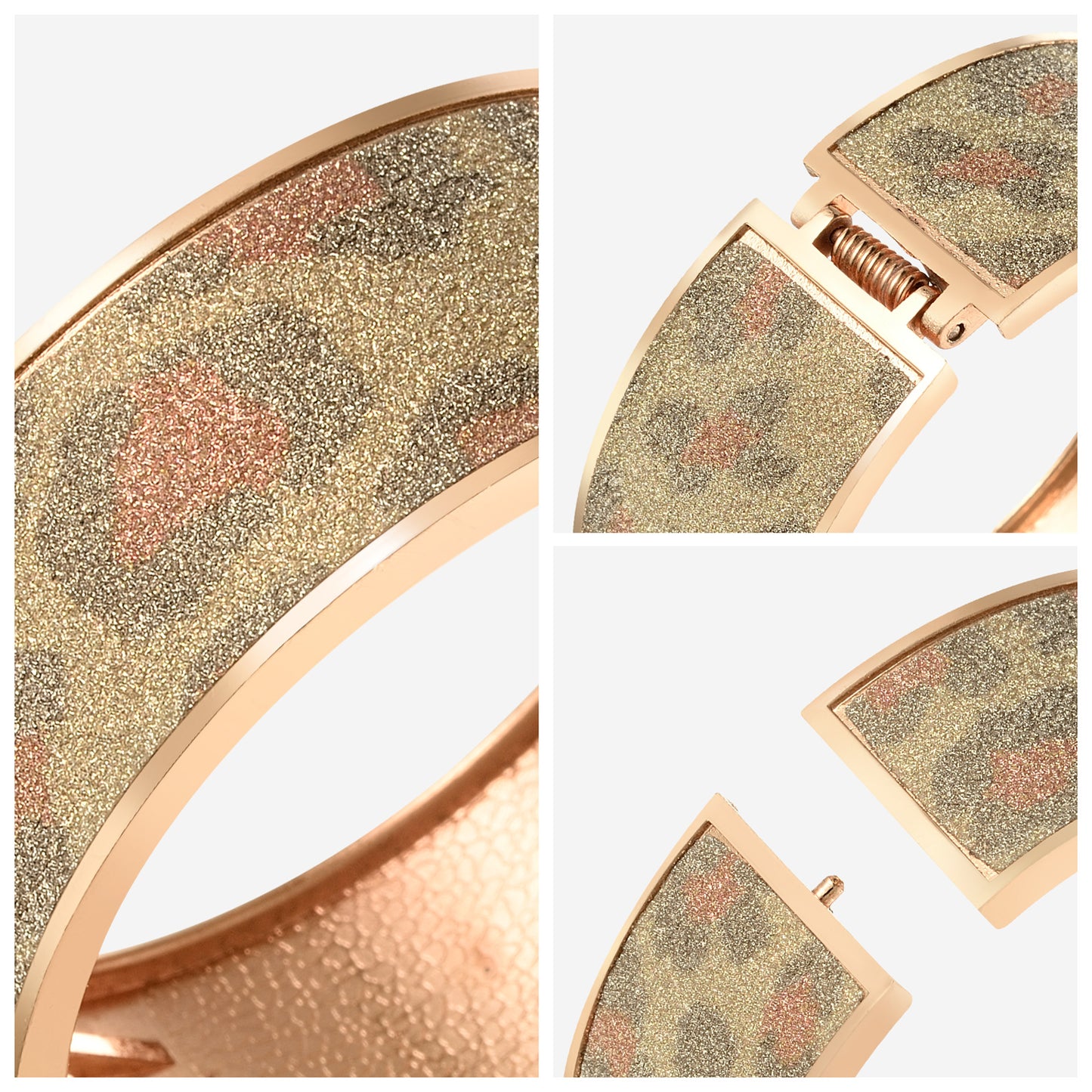 UJOY Cloisonne Bracelet Openable Hinge Gold Cuff Bangle Jewelry Gift for Women