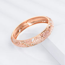 Cargar imagen en el visor de la galería, UJOY Fashion Cloisonne Bracelets Gold Plated Rose Filigree Enameled Womens Gifts Cuff Bangles