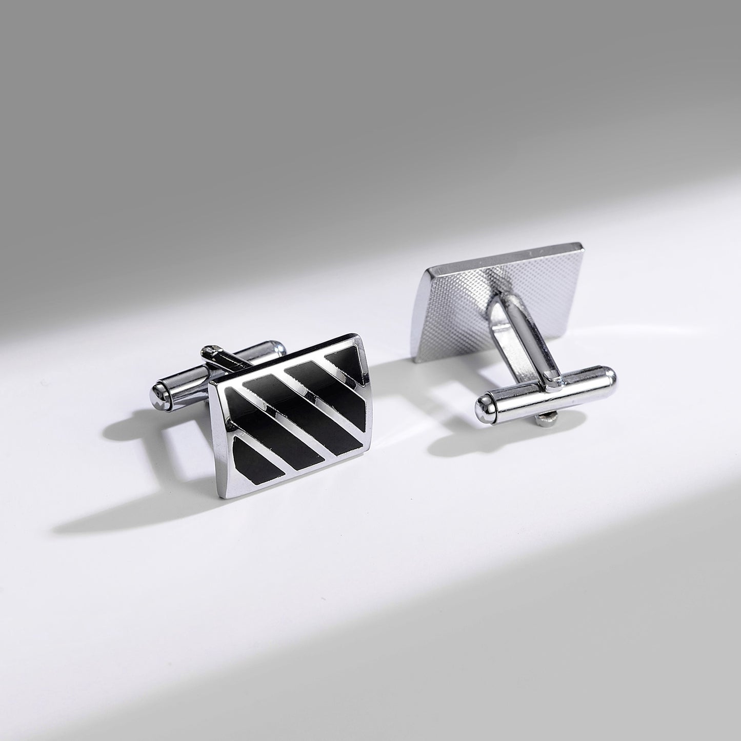 UJOY Men's Jewelry Cufflinks for Shirts for Weddings, Business, Dinner Enamel Black in Silver