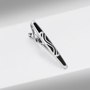 UJOY Oval Enamel Black Tie Clips Pins for Gentlemen Business Wedding